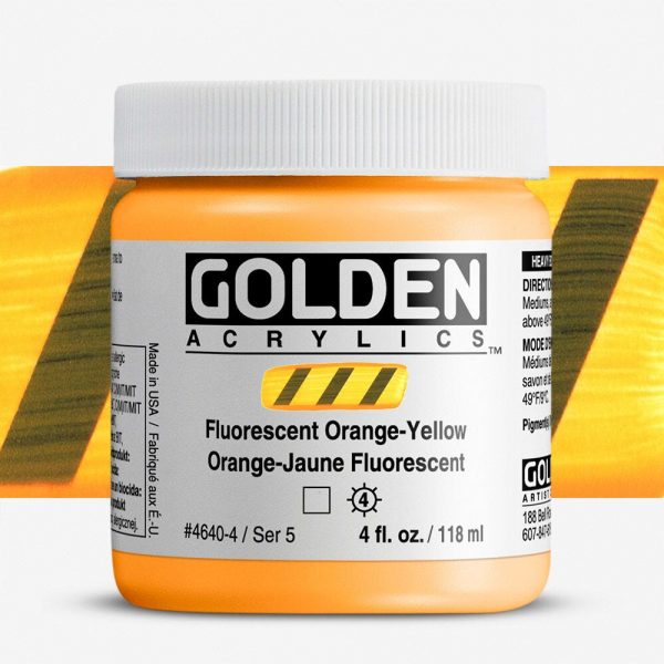 Golden - Heavy Body Fluo - Acrylverf - Pot 119Ml - Serie 5 - Fluo Oranjegeel