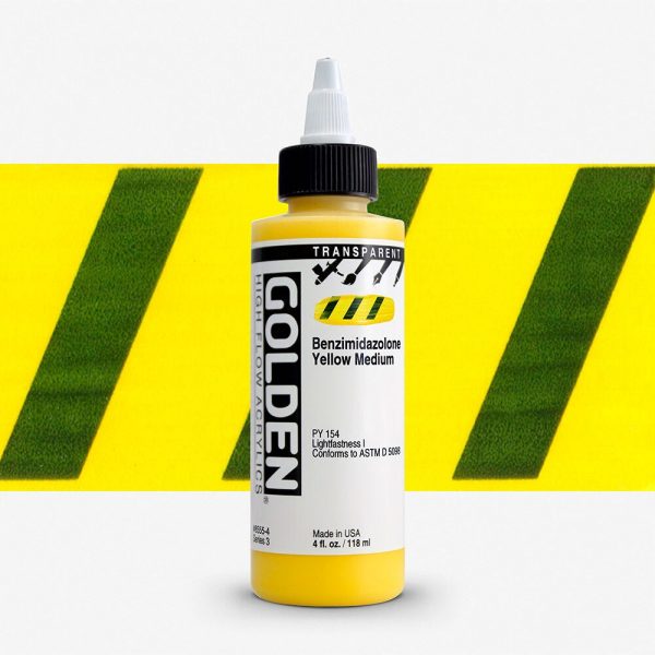 Golden - High Flow Acrylic - Acrylinkt - Flacon 119Ml - Serie 1 - Transparant Benzimid.Geel Medium